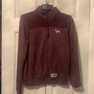 pink half zip sweatshirt